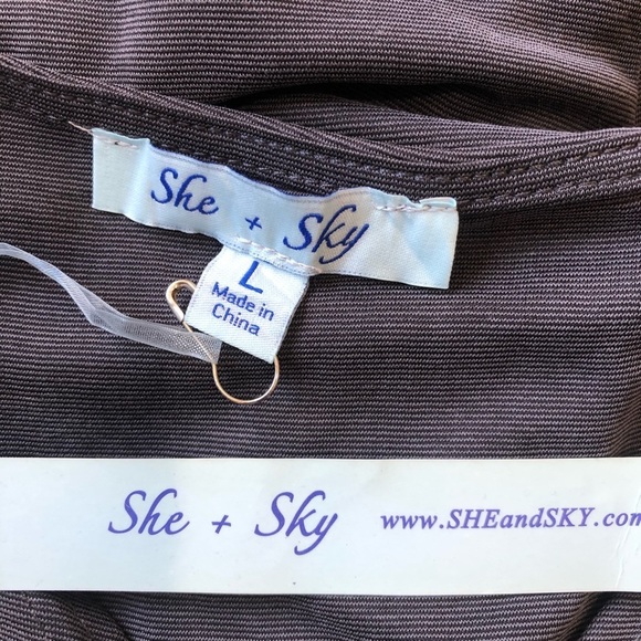 She + Sky Dress Grey Large Sleeveless Modal Blend Faux Wrap Draped Bodic… - Picture 6 of 6